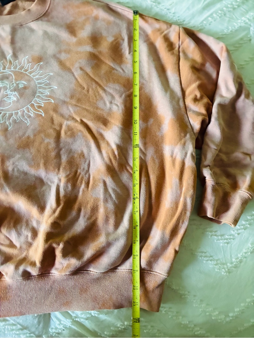 PacSun Tie-Dye Sun Graphic Crewneck Sweatshirt - Orange peach oversized S/M - Picture 4 of 6